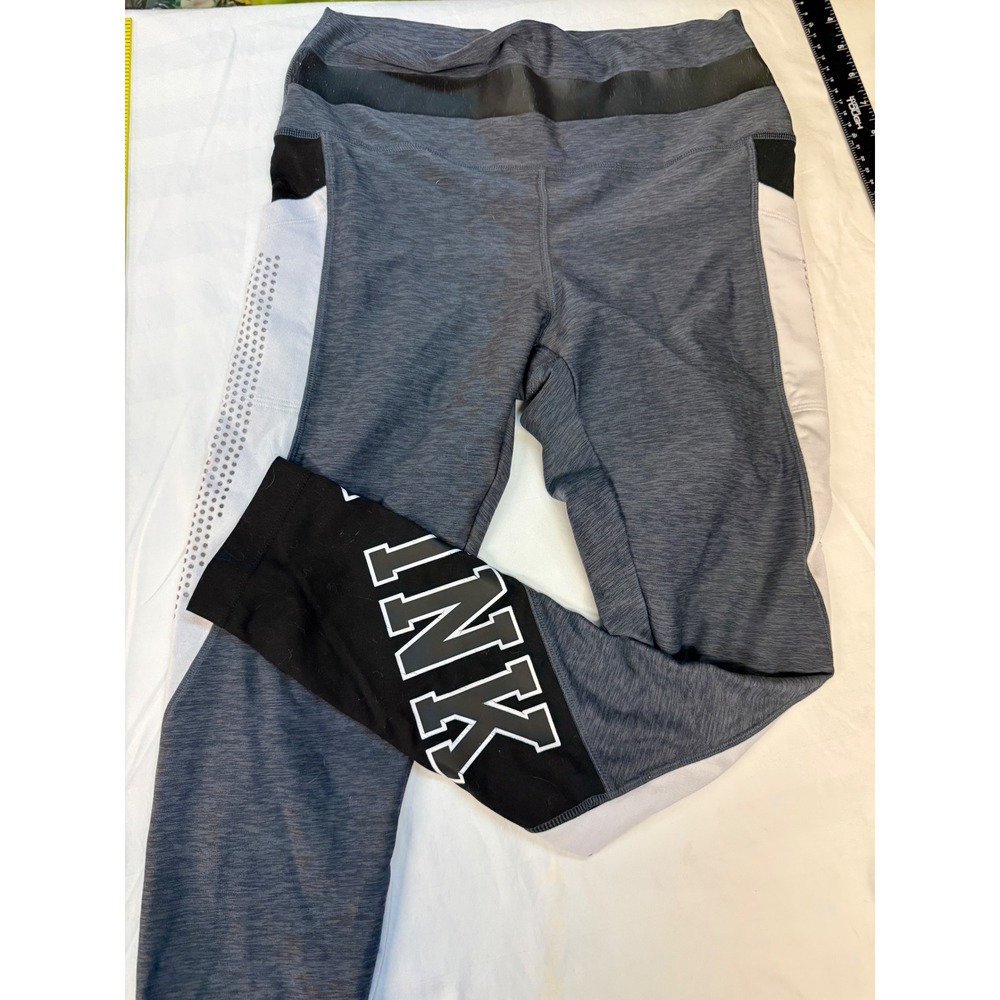 Victorias Secret PINK Leggings Space Dye Grey Black White Side Pocket Logo